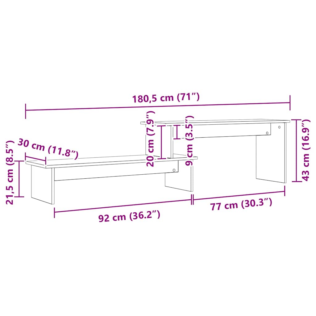 Set TV komoda Crni hrast 180,5 x 30 x 43 cm Konstruirano drvo