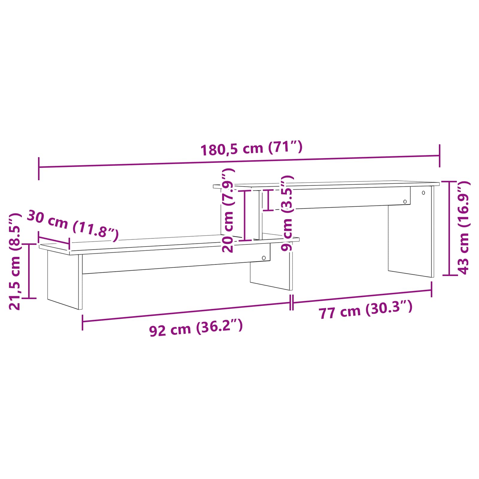 Set TV komoda Crni hrast 180,5 x 30 x 43 cm Konstruirano drvo