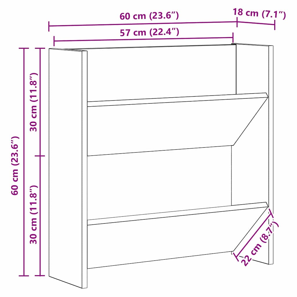 Ormar za cipele s policom Umjetnički hrast 60 x 18 x 60 cm