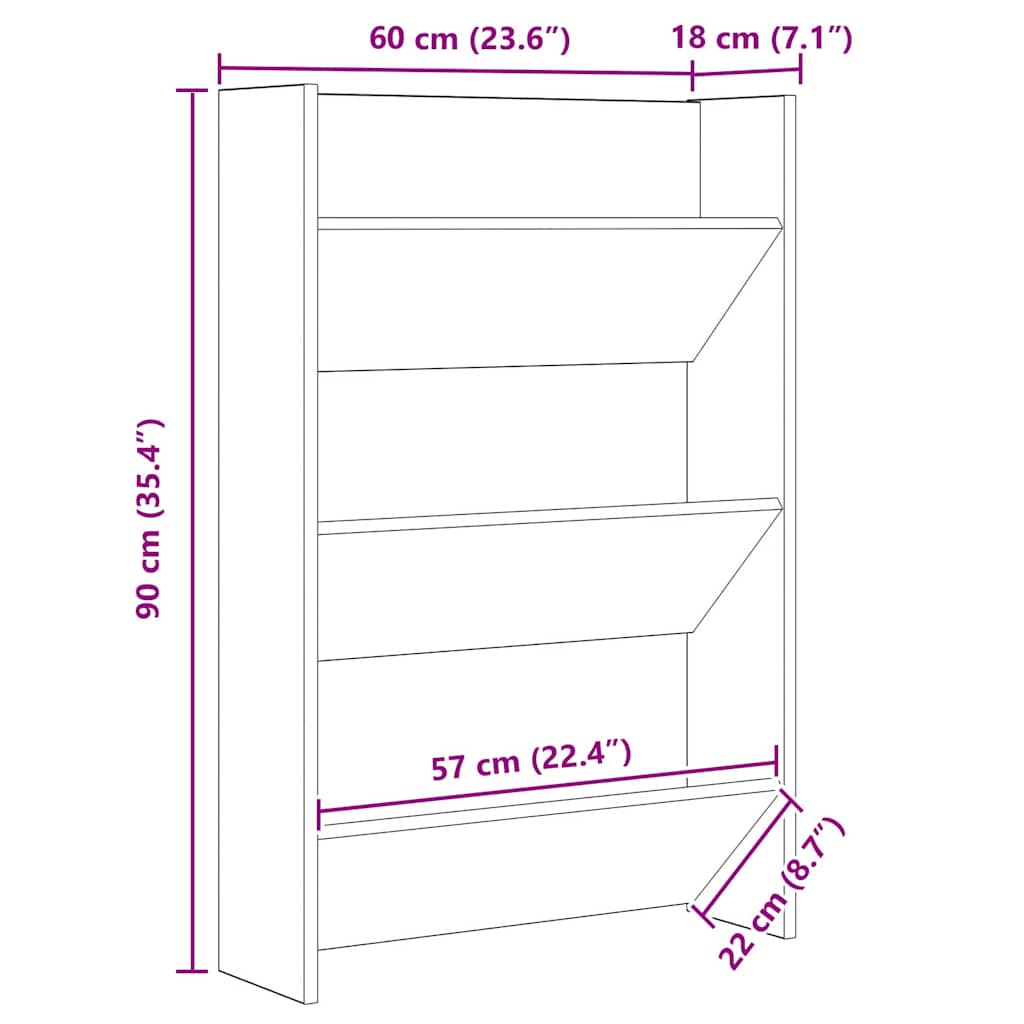 Ormar za cipele Crni hrast 60 x 18 x 90 cm Konstruirano drvo