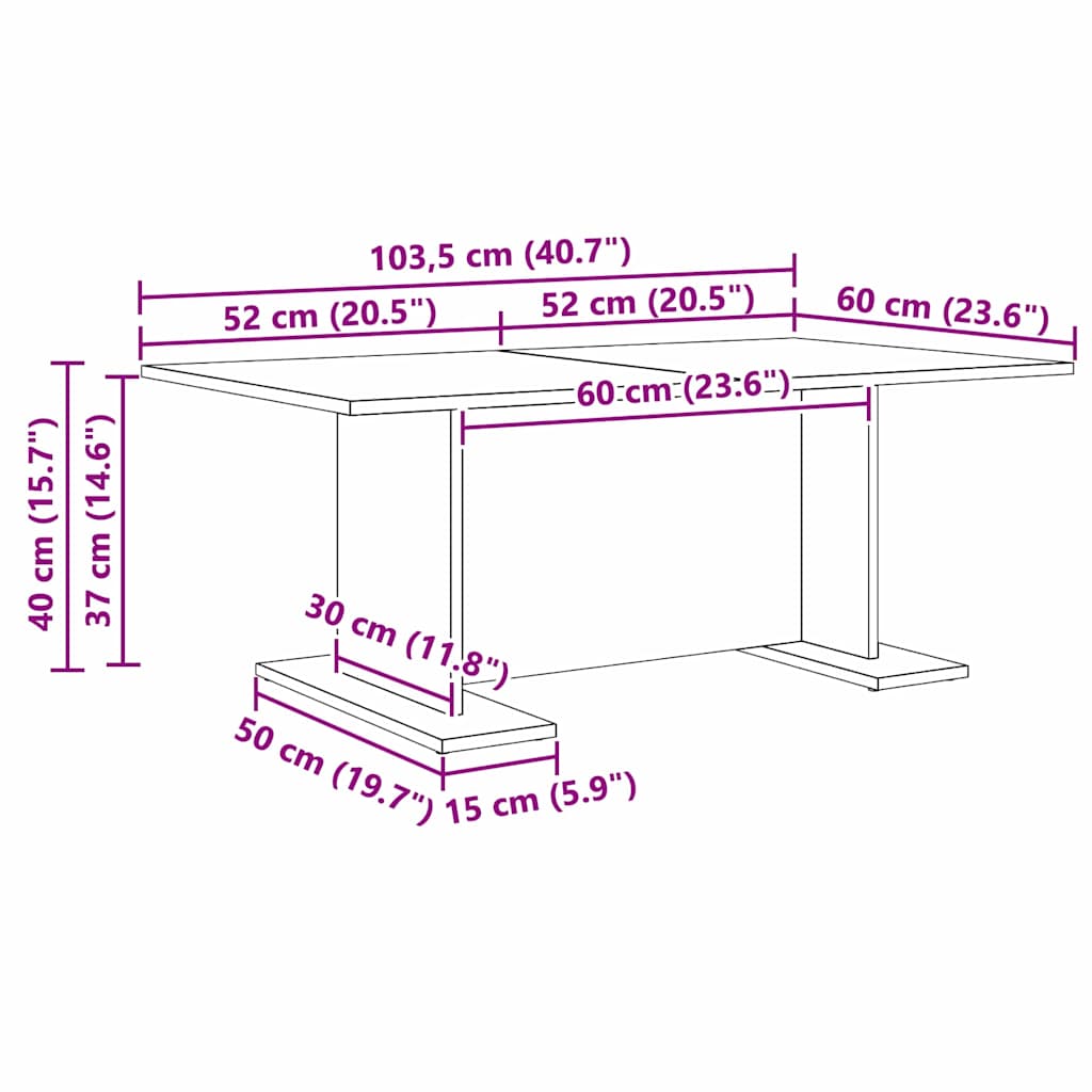 Kava Stol Crni hrast 103.5 x 60 x 40 cm Konstruirano drvo