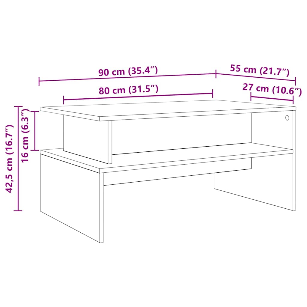 Kava Stol Crni hrast 90 x 55 x 42,5 cm Konstruirano drvo