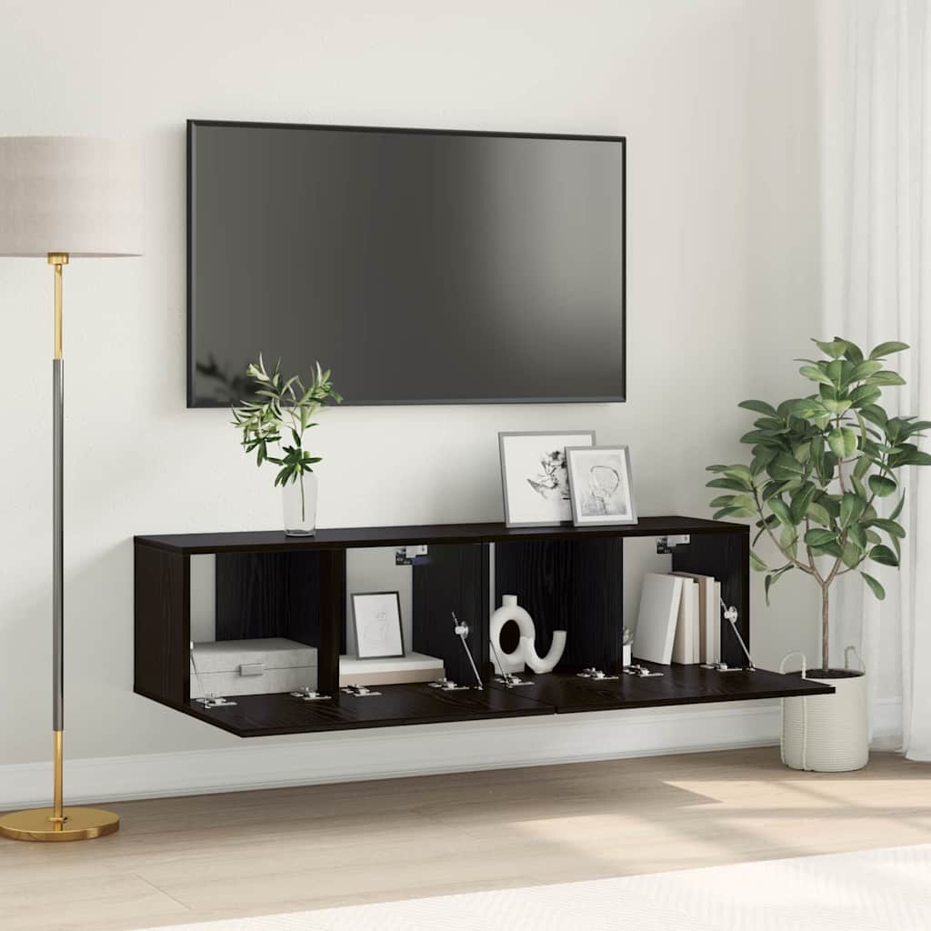 Set TV komoda 2 pcs Crna 60 x 30 x 30 cm Konstruirano drvo
