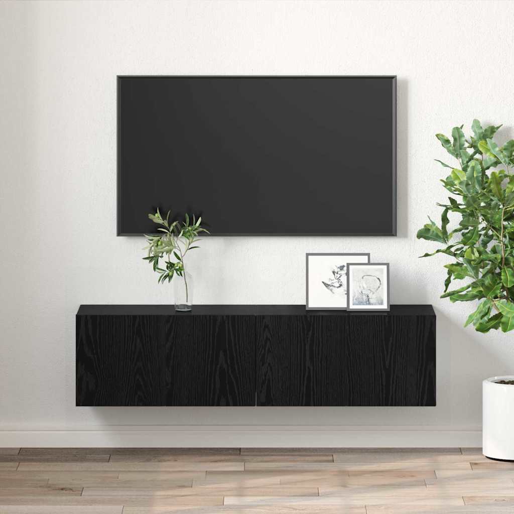Set TV komoda 2 pcs Crna 60 x 30 x 30 cm Konstruirano drvo