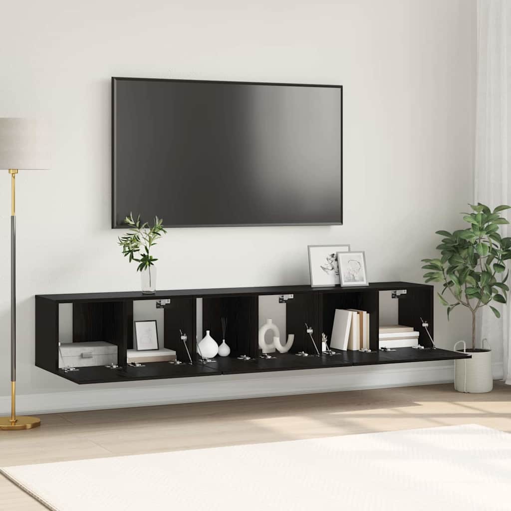 Set TV komoda 3 pcs Crna 60 x 30 x 30 cm Konstruirano drvo