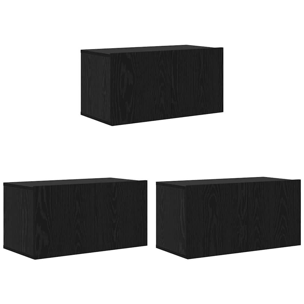 Set TV komoda 3 pcs Crna 60 x 30 x 30 cm Konstruirano drvo
