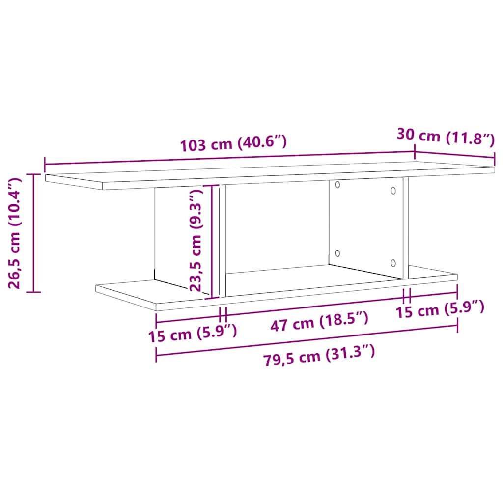 Set TV komoda Zidne Smeđa 103 x 30 x 26,5 cm Konstruirano drvo