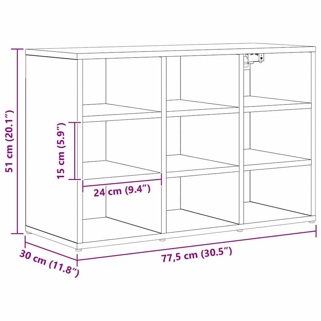Ormar za cipele s policom Umjetnički hrast 77,5 x 30 x 51 cm