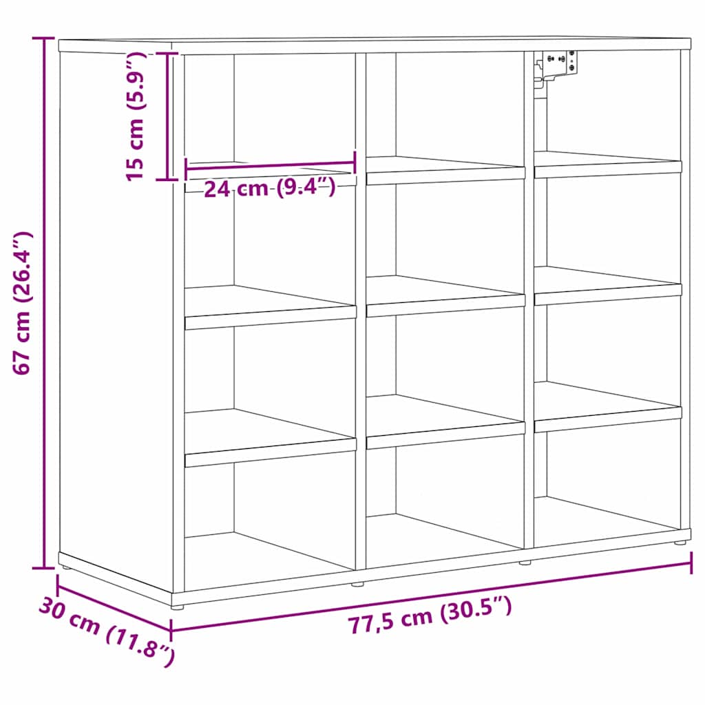 Ormar za cipele Crni hrast 77,5 x 30 x 67 cm Konstruirano drvo