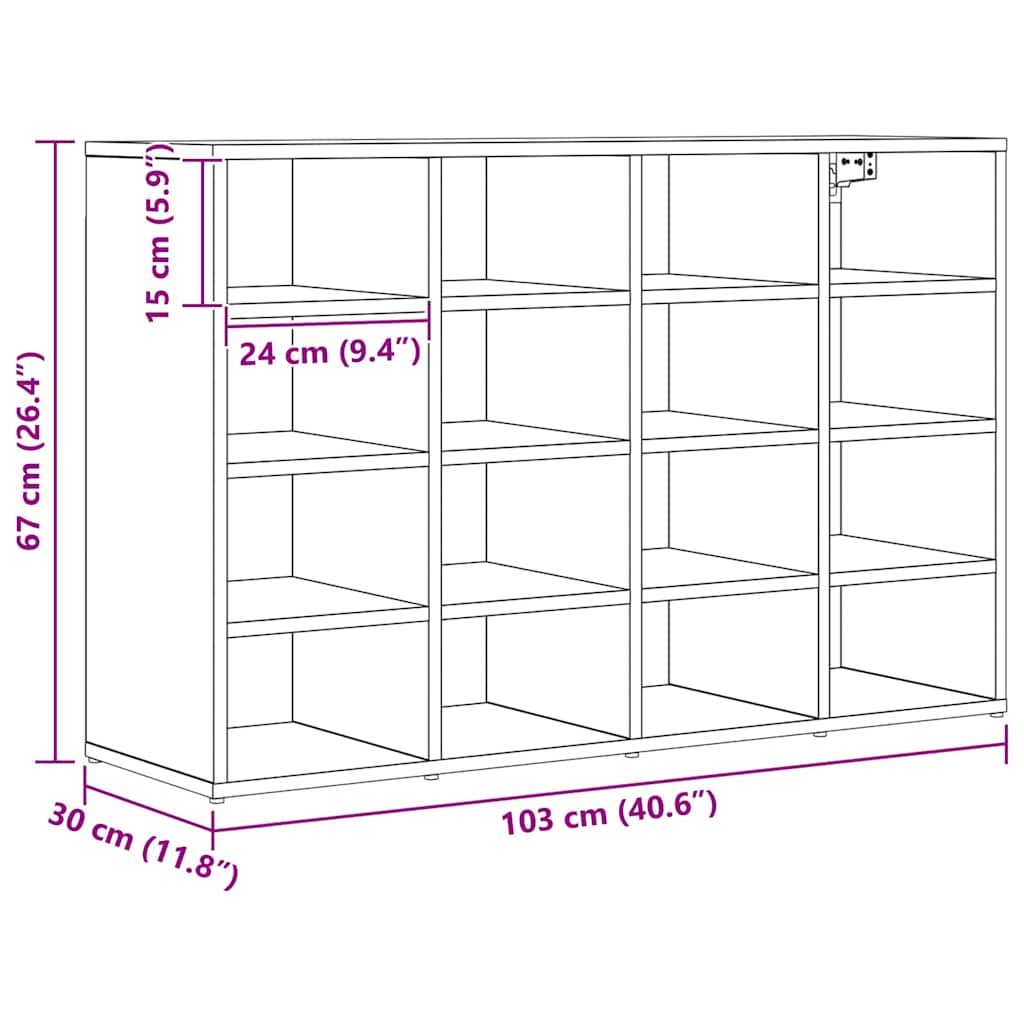 Ormar za cipele Crni hrast 103 x 30 x 67 cm Konstruirano drvo