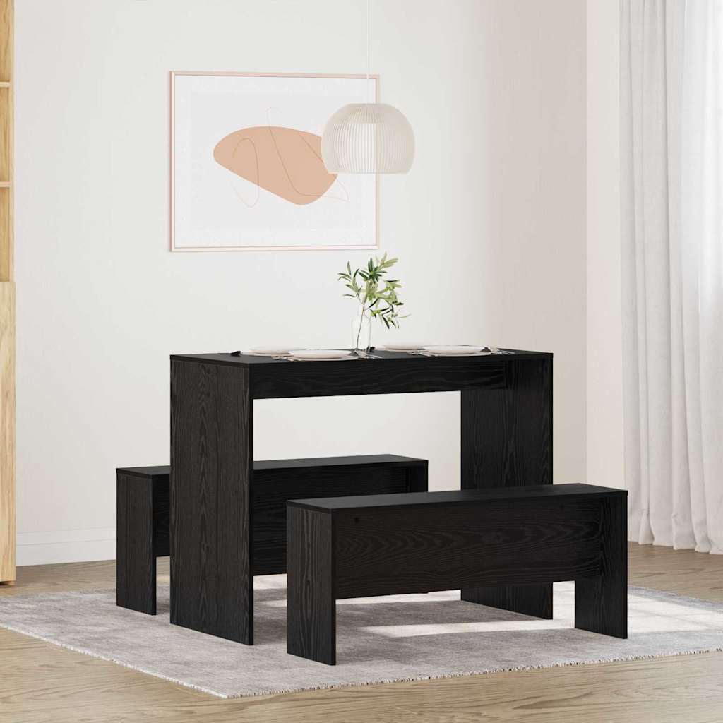 Blagovaonski set 2 pcs Crni hrast Konstruirano drvo
