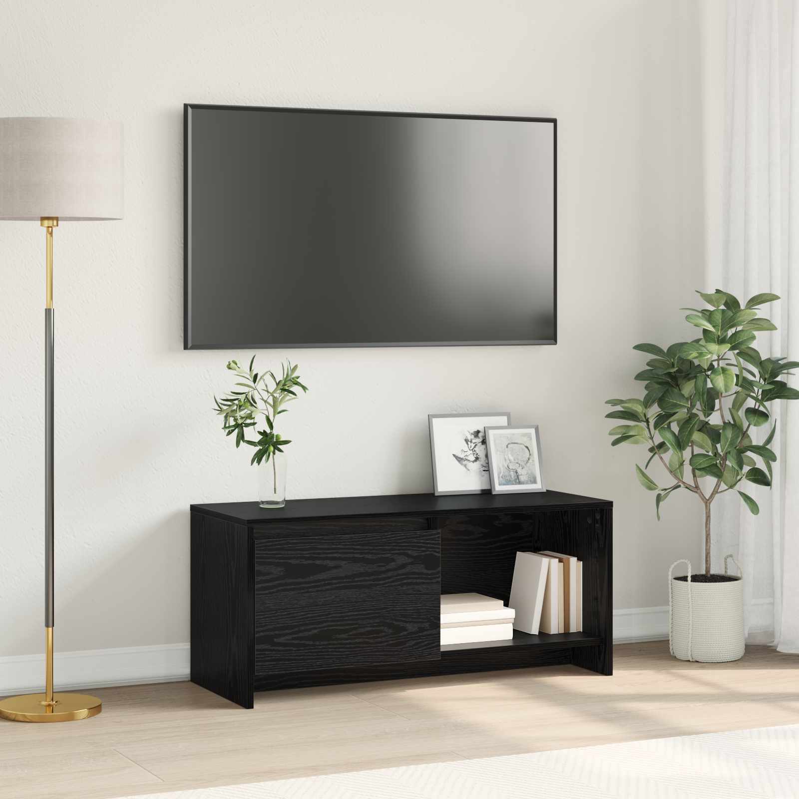 Set TV komoda Crni hrast 90 x 35 x 40 cm Konstruirano drvo