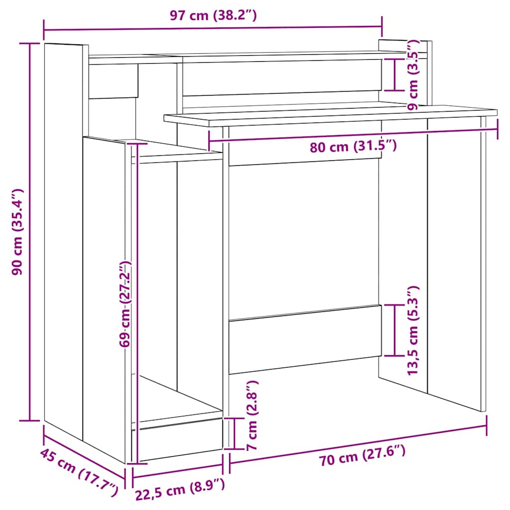 Stol Umjetnički hrast 97 x 45 x 90 cm Konstruirano drvo