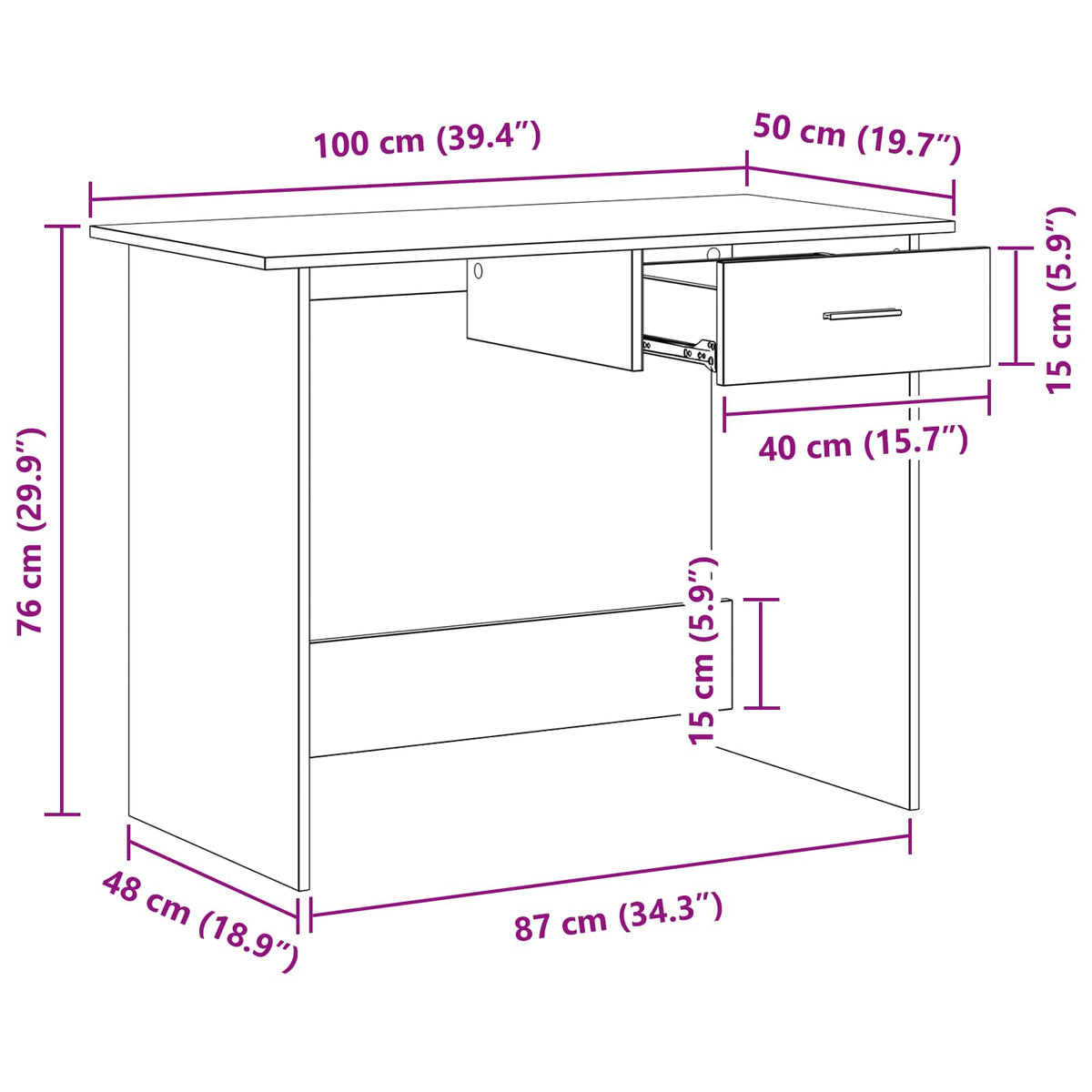 Stol s ladicama Staro drvo 100 x 50 x 76 cm Konstruirano drvo