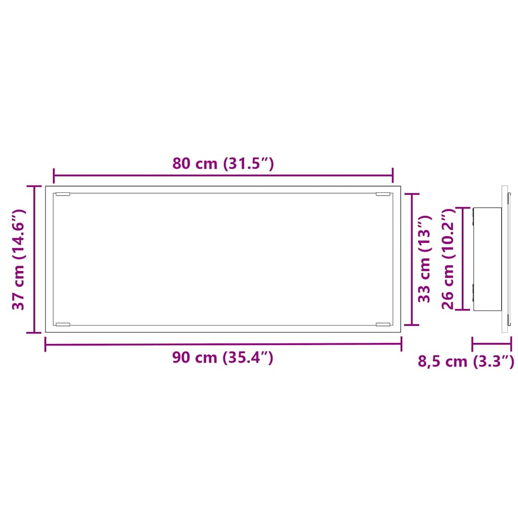 Ogledalo Zidne Staro drvo 90 x 8,5 x 37 cm Konstruirano drvo