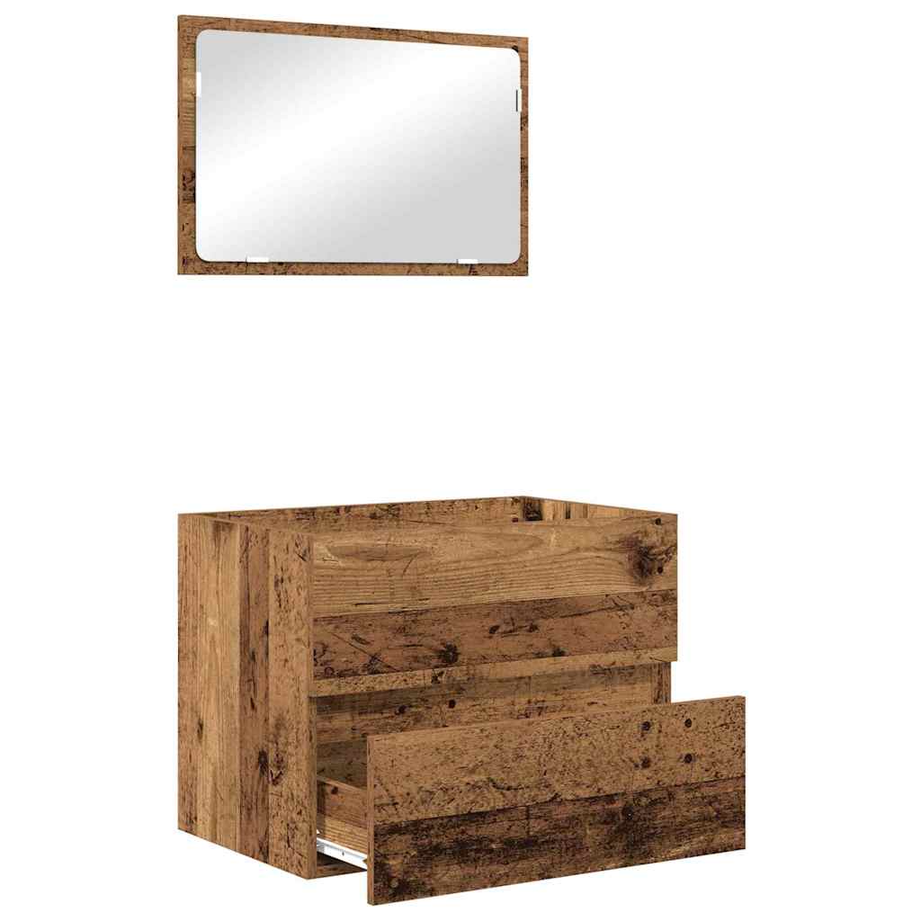 Set namještaja za kupaonicu s ladicama Zidne 2 pcs Staro drvo