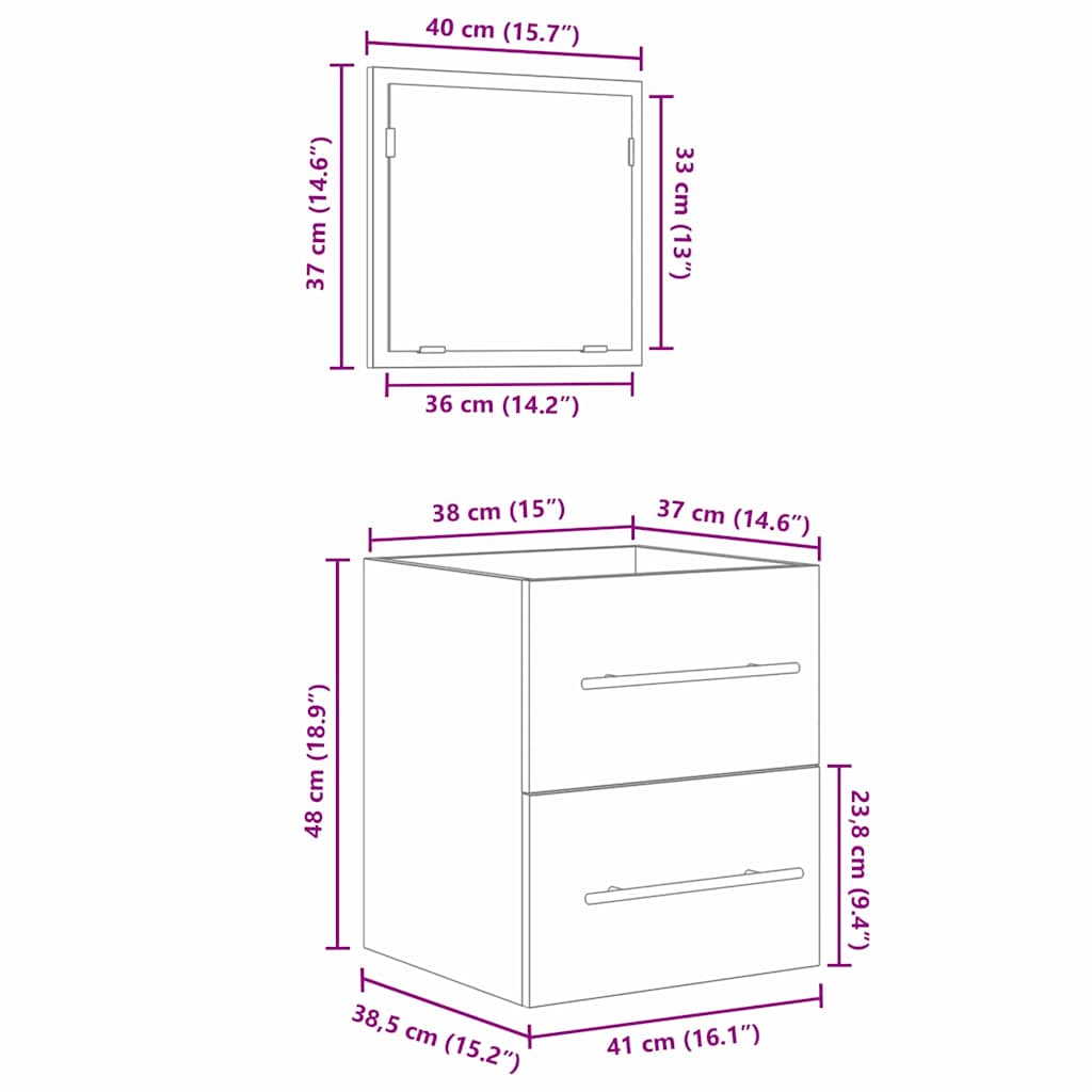 Set namještaja za kupaonicu Smeđa 41 x 38,5 x 48 cm