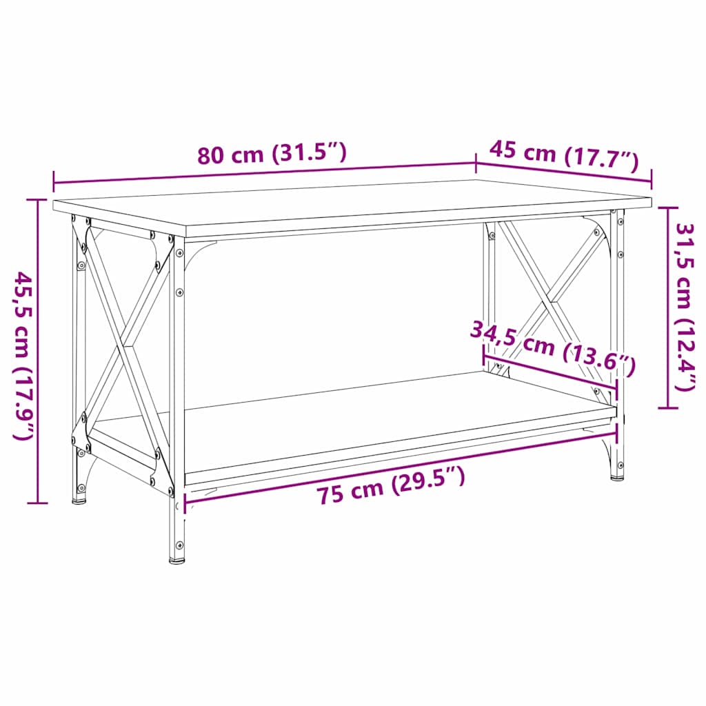 Kava Stol Staro drvo 80 x 45 x 45.5 cm Konstruirano drvo