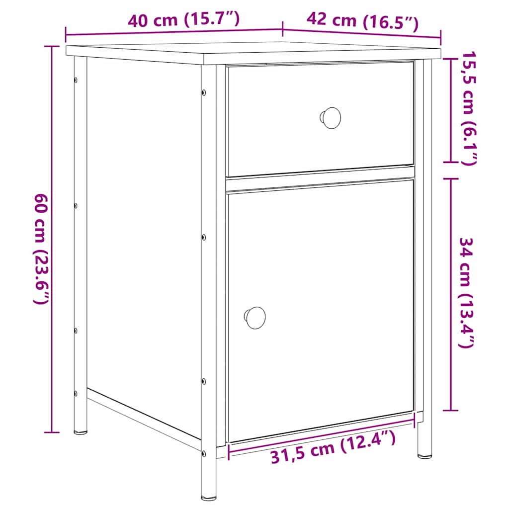 Noćni ormar Staro drvo 40 x 42 x 60 cm Konstruirano drvo