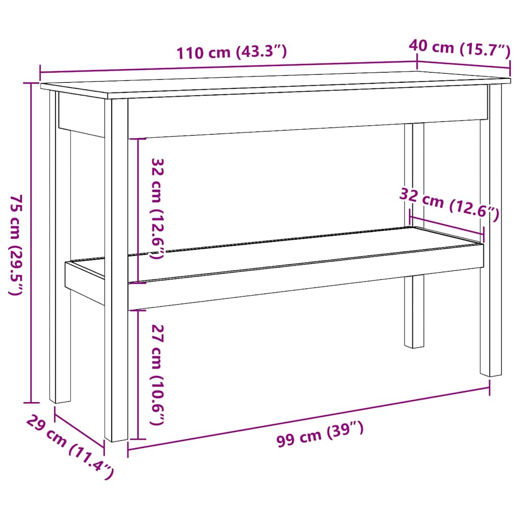 Konzolna stolica Vosak smeđa 110 x 40 x 75 cm Masivna borovina