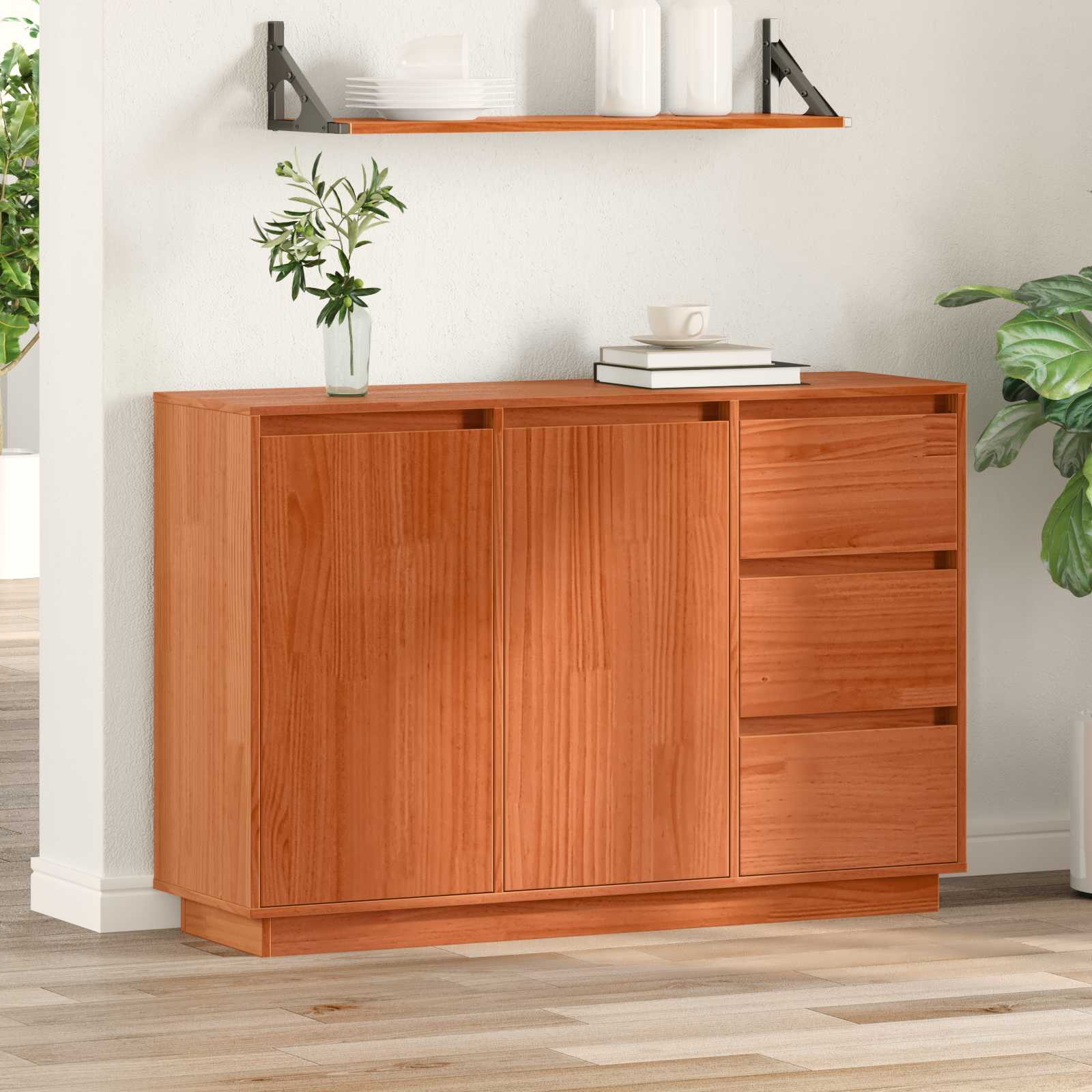 Kreveta Smeđi hrast 111 x 34 x 75 cm Čvrsto borovo drvo
