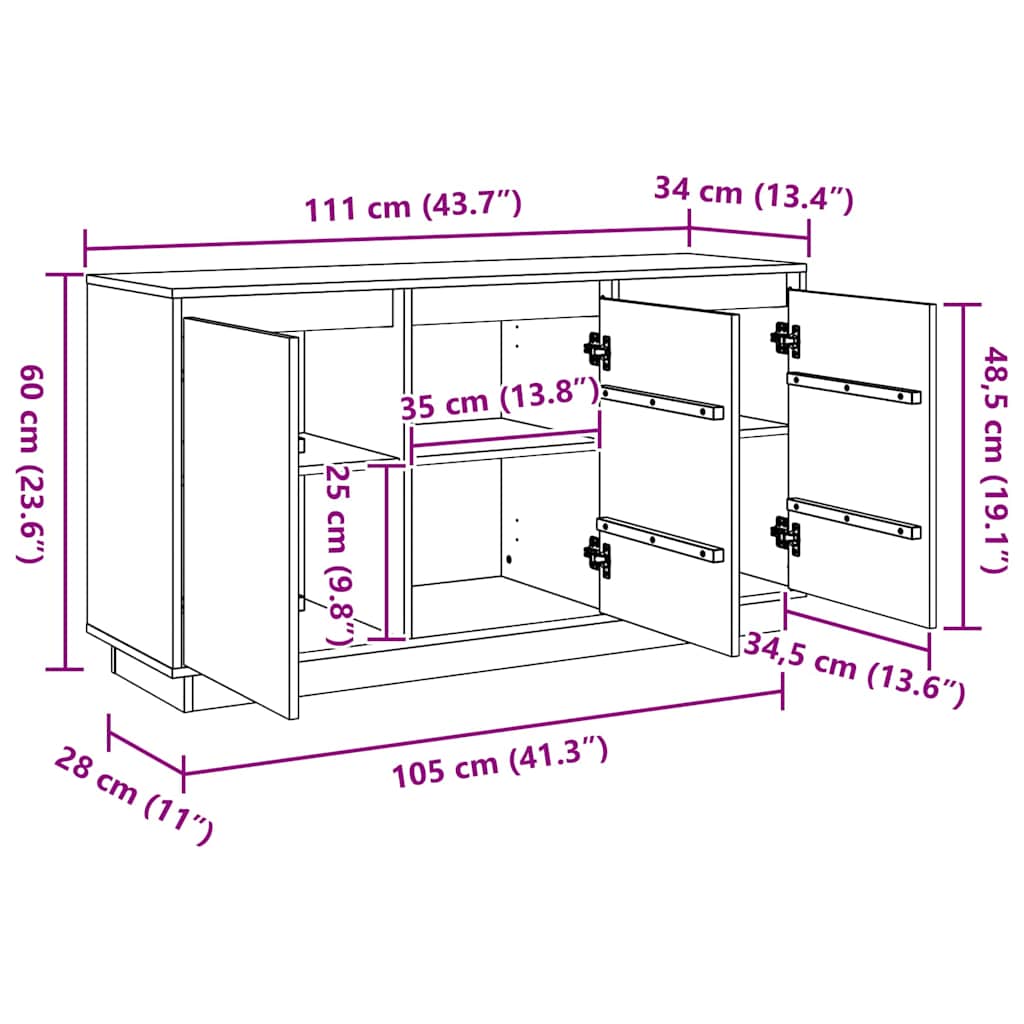 Kreveta Smeđi hrast 111 x 34 x 60 cm Čvrsto borovo drvo