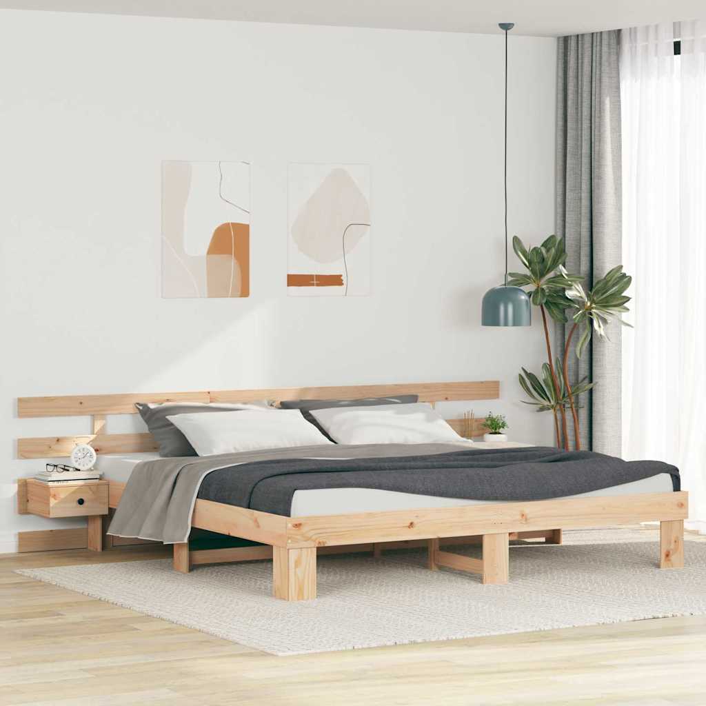 Krevetna konstrukcija Smeđa 180 x 200 cm Čvrsto borovo drvo Bež