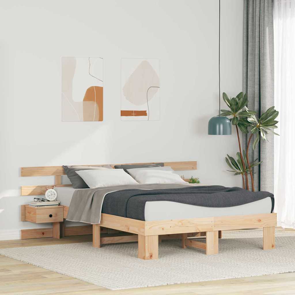 Krevetna konstrukcija Smeđa 135 x 190 cm Čvrsto borovo drvo