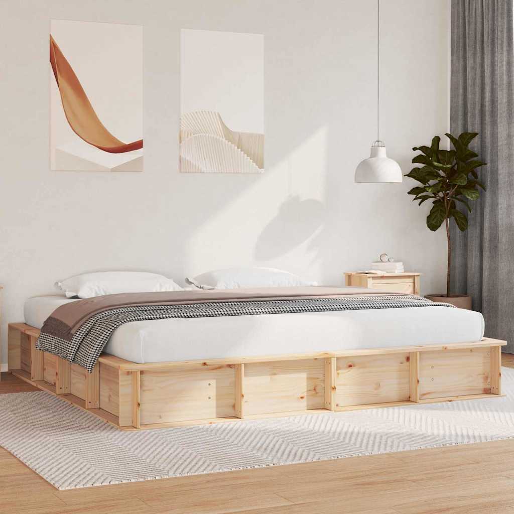 Krevetna konstrukcija Smeđa 180 x 200 cm Čvrsto borovo drvo