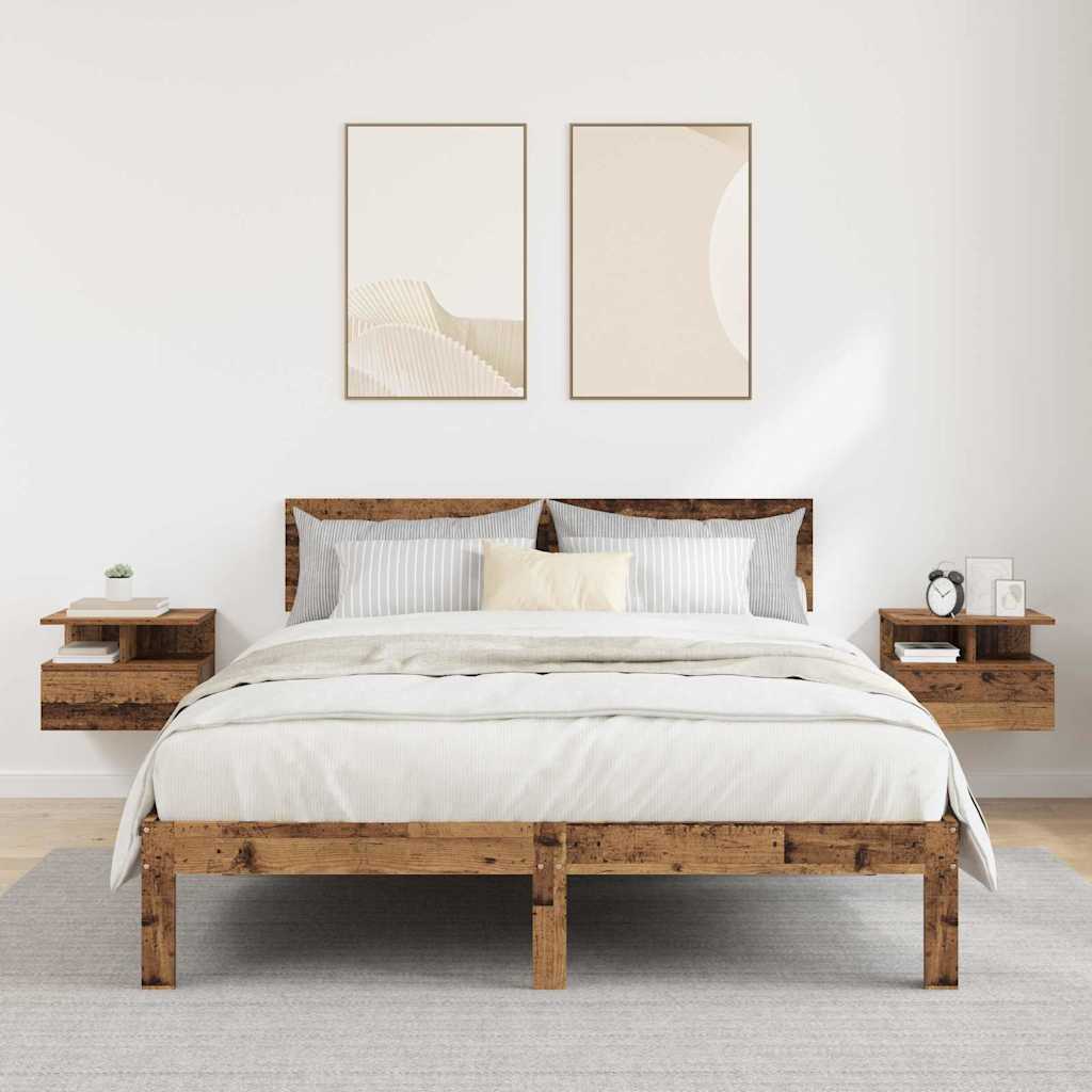 Lebdeća noćna ormarić Zidne 2 pcs Staro drvo 40 x 31 x 28 cm