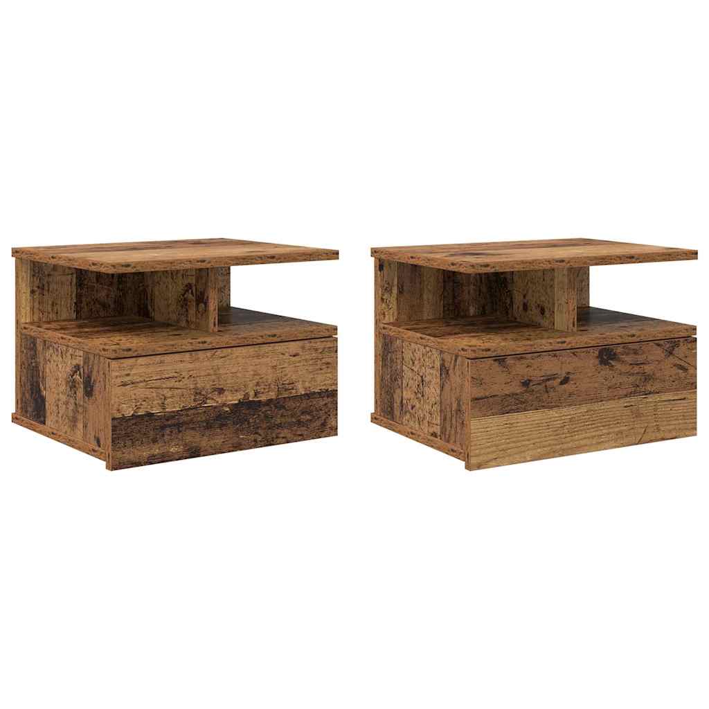 Lebdeća noćna ormarić Zidne 2 pcs Staro drvo 40 x 31 x 28 cm