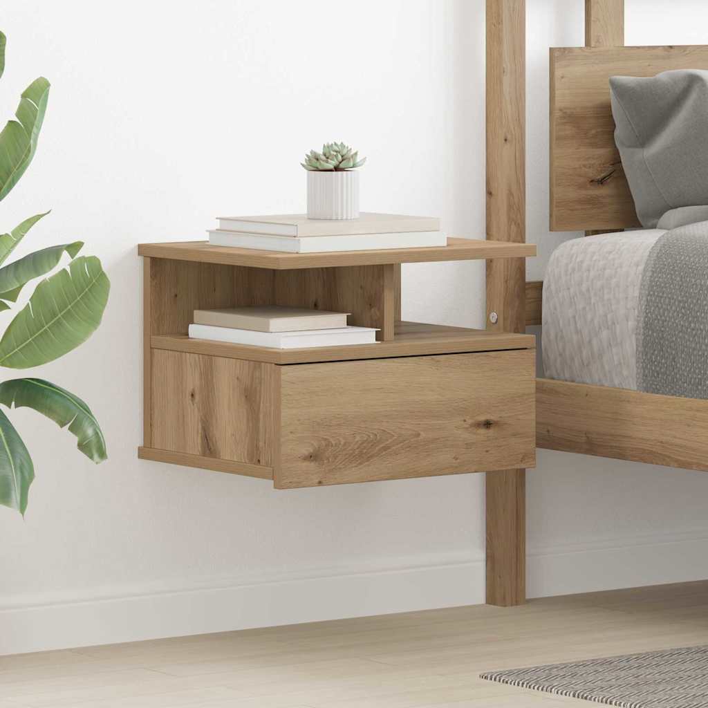 Lebdeća noćna ormarić 2 pcs Umjetnički hrast 40 x 31 x 28 cm