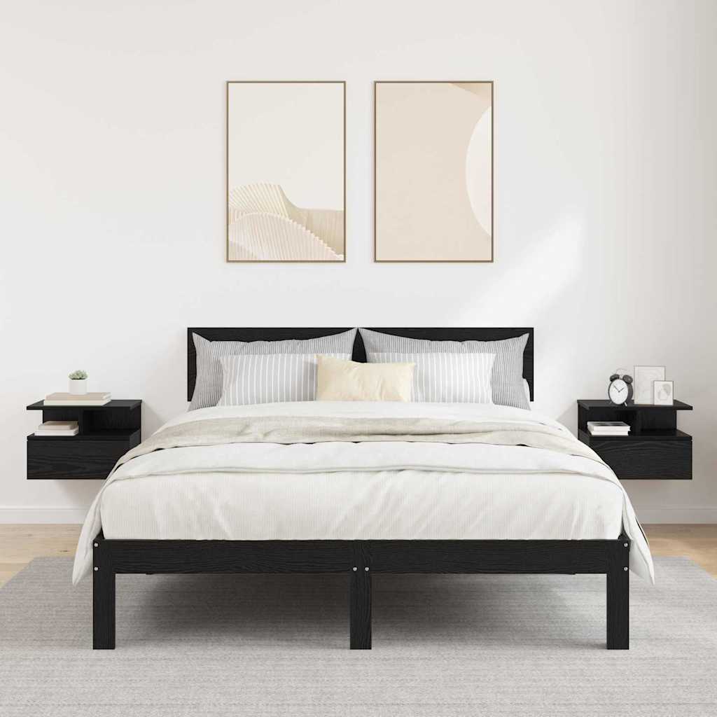 Lebdeća noćna ormarić Zidne 2 pcs Crni hrast 40 x 31 x 28 cm