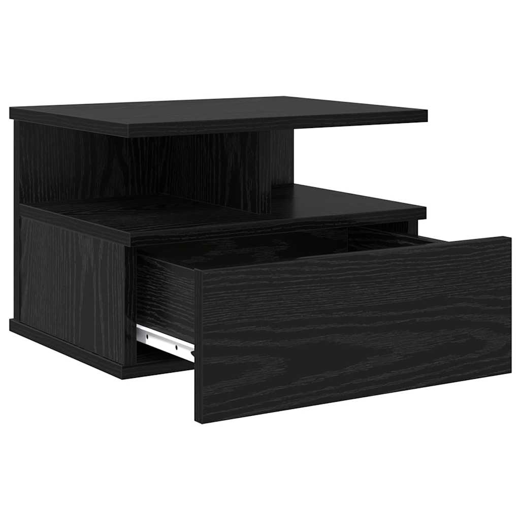Lebdeća noćna ormarić Zidne 2 pcs Crni hrast 40 x 31 x 28 cm
