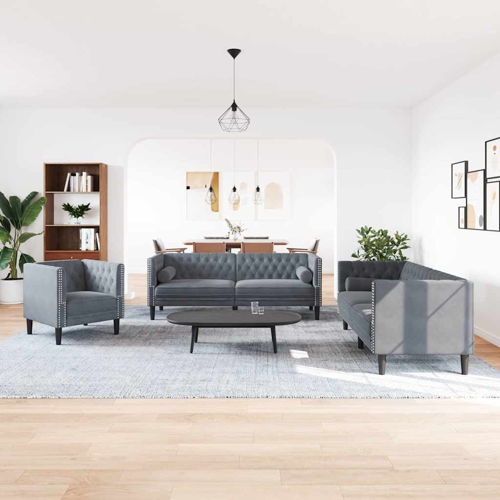 Kauč za dnevni boravak 3 pcs Tamno siva 194 x 74,5 x 70,5 cm