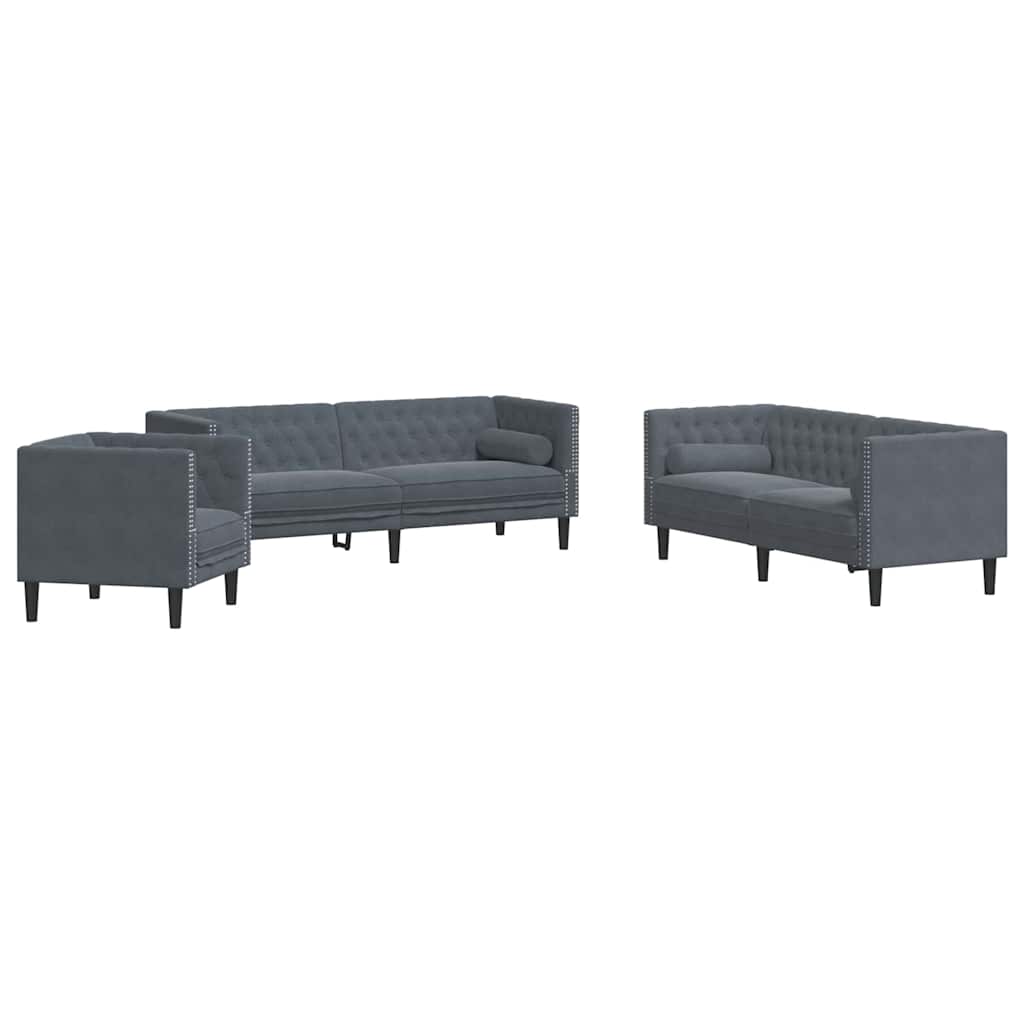 Kauč za dnevni boravak 3 pcs Tamno siva 194 x 74,5 x 70,5 cm