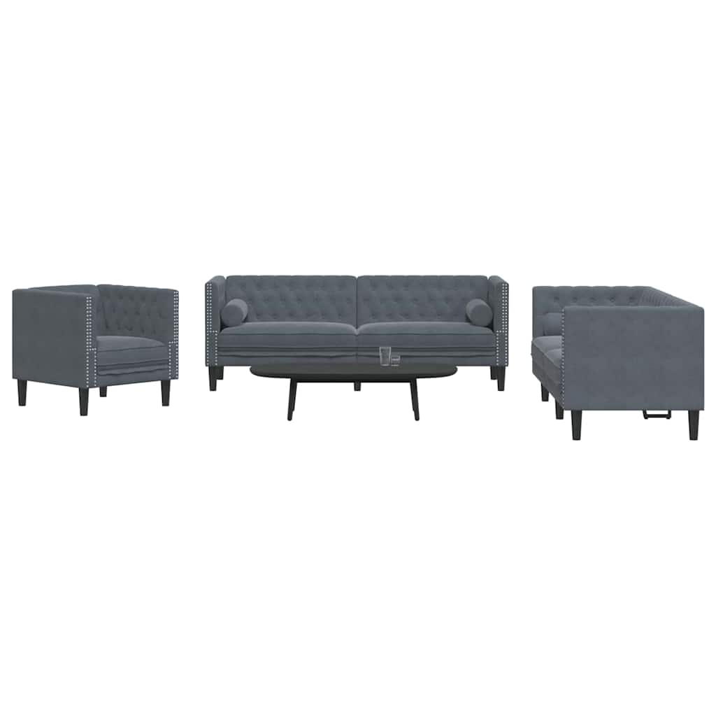 Kauč za dnevni boravak 3 pcs Tamno siva 194 x 74,5 x 70,5 cm