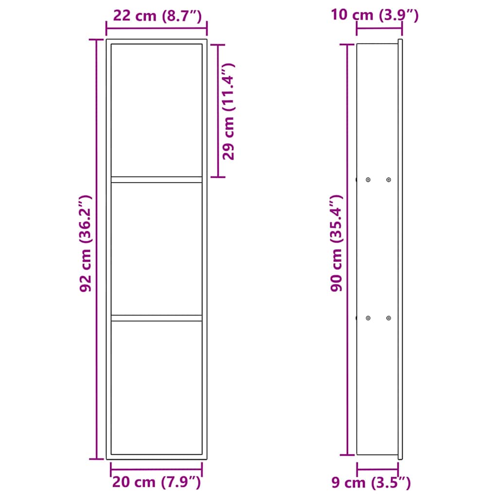 Ničica za tuš Bijeli 90 x 20 x 9,5 cm Nehrđajući čelik