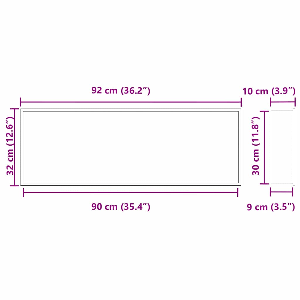 Ničica za tuš Crna 90 x 30 x 9,5 cm Nehrđajući čelik