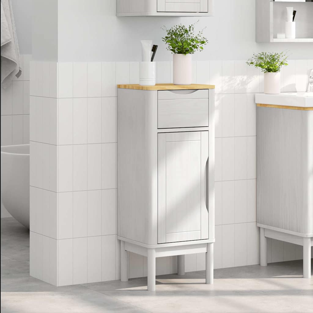 Kupaonski ormar FLORO Bijelo 35 x 30 x 90 cm Čvrsto borovo drvo