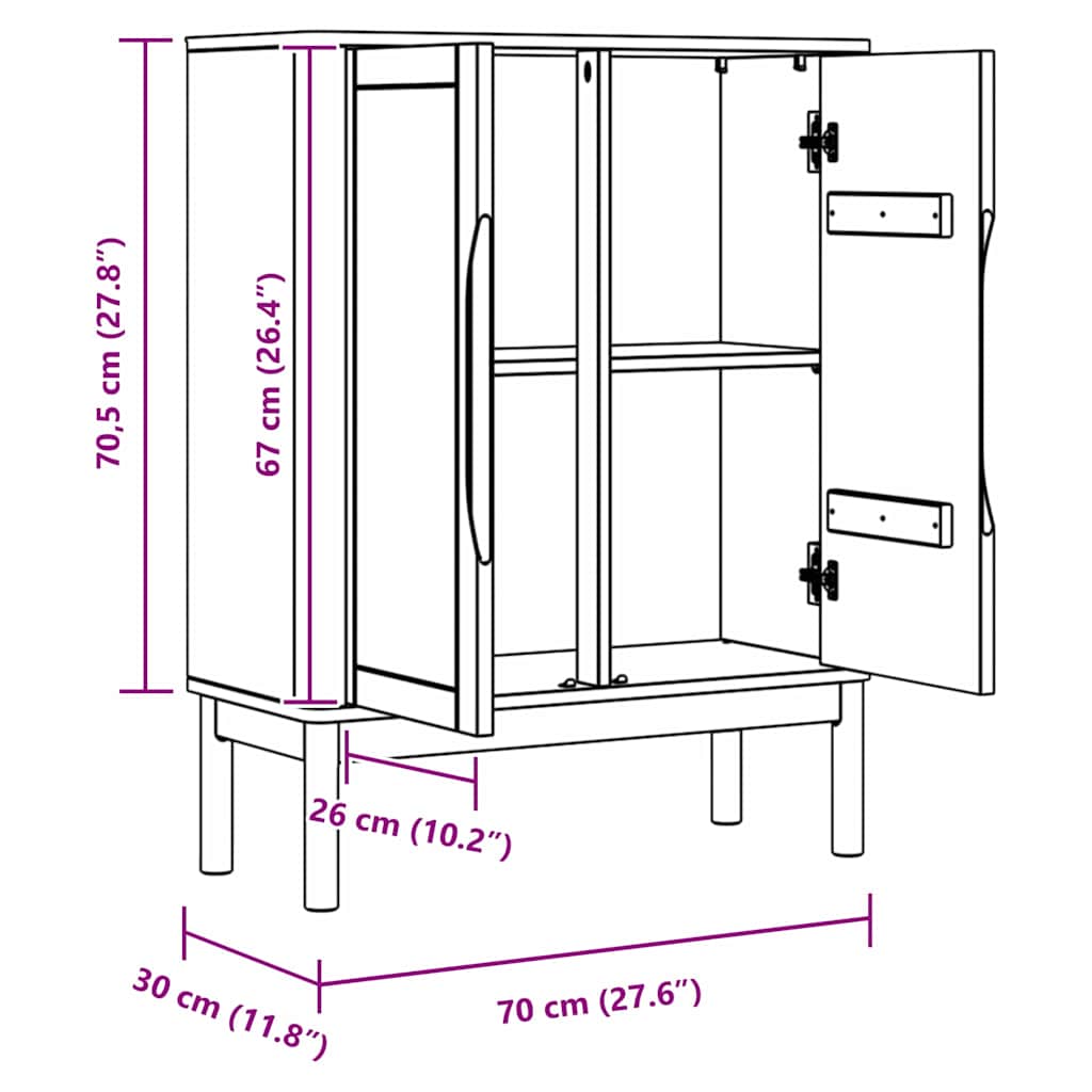 Kreveta FLORO Bijelo 70 x 30 x 70,5 cm Čvrsto borovo drvo