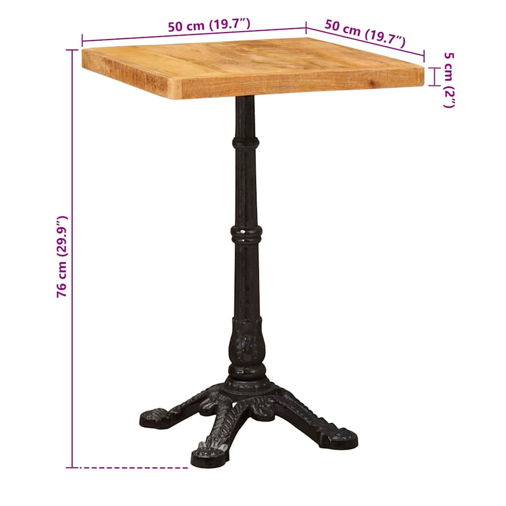 Bistro Stol Smeđa 50 x 50 x 76 cm Čvrsto drvo manga