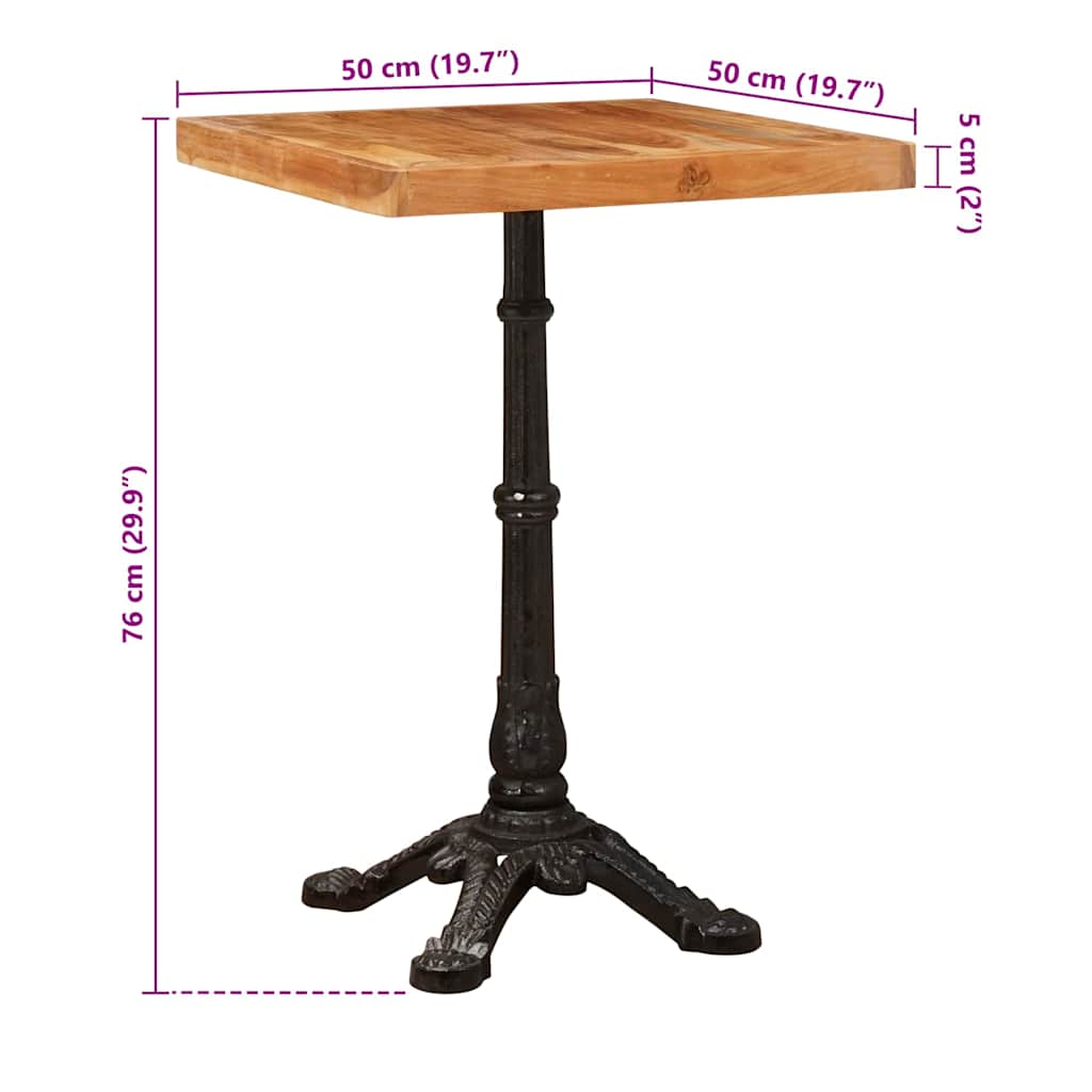 Bistro Stol Smeđa 50 x 50 x 76 cm Čvrsto drvo akacije