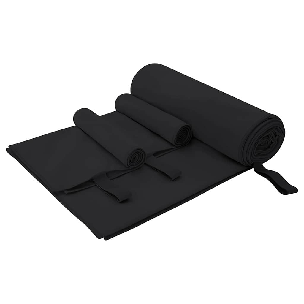 Set sportskih ručnika 3 pcs Crna Polyester i Polyamid