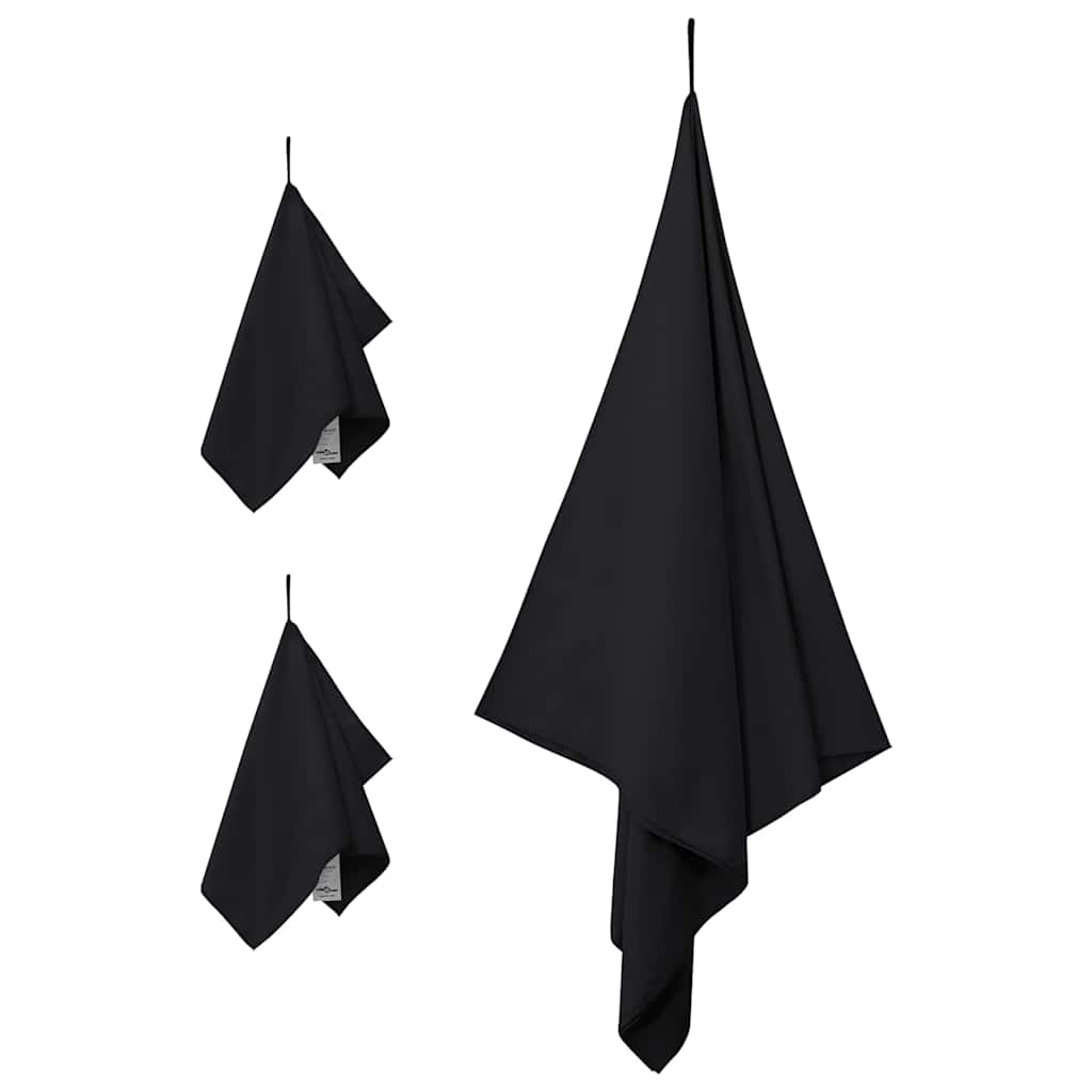 Set sportskih ručnika 3 pcs Crna Polyester i Polyamid
