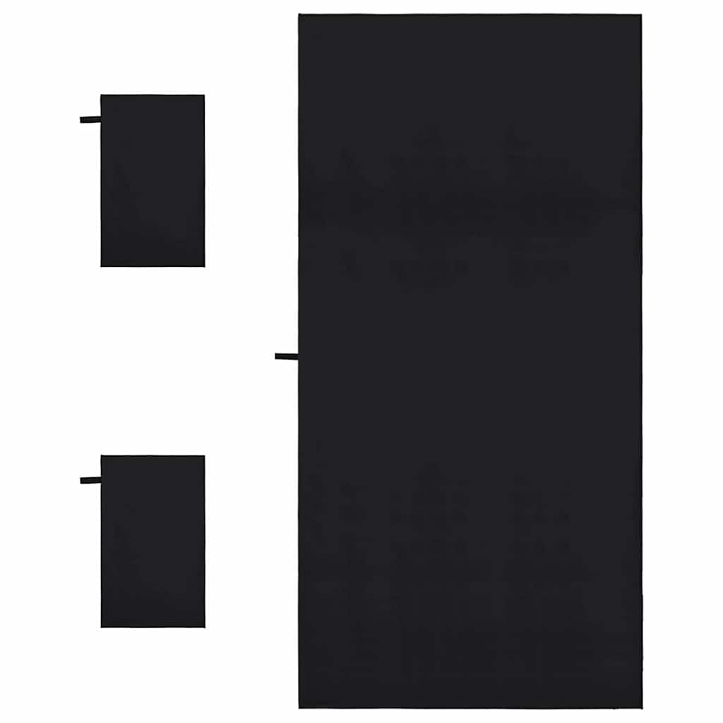 Set sportskih ručnika 3 pcs Crna Polyester i Polyamid