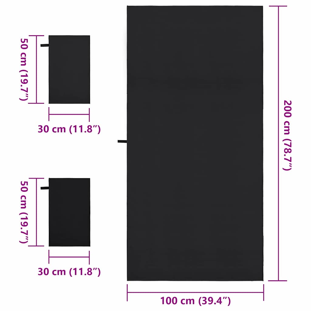 Set sportskih ručnika 3 pcs Crna Polyester i Polyamid