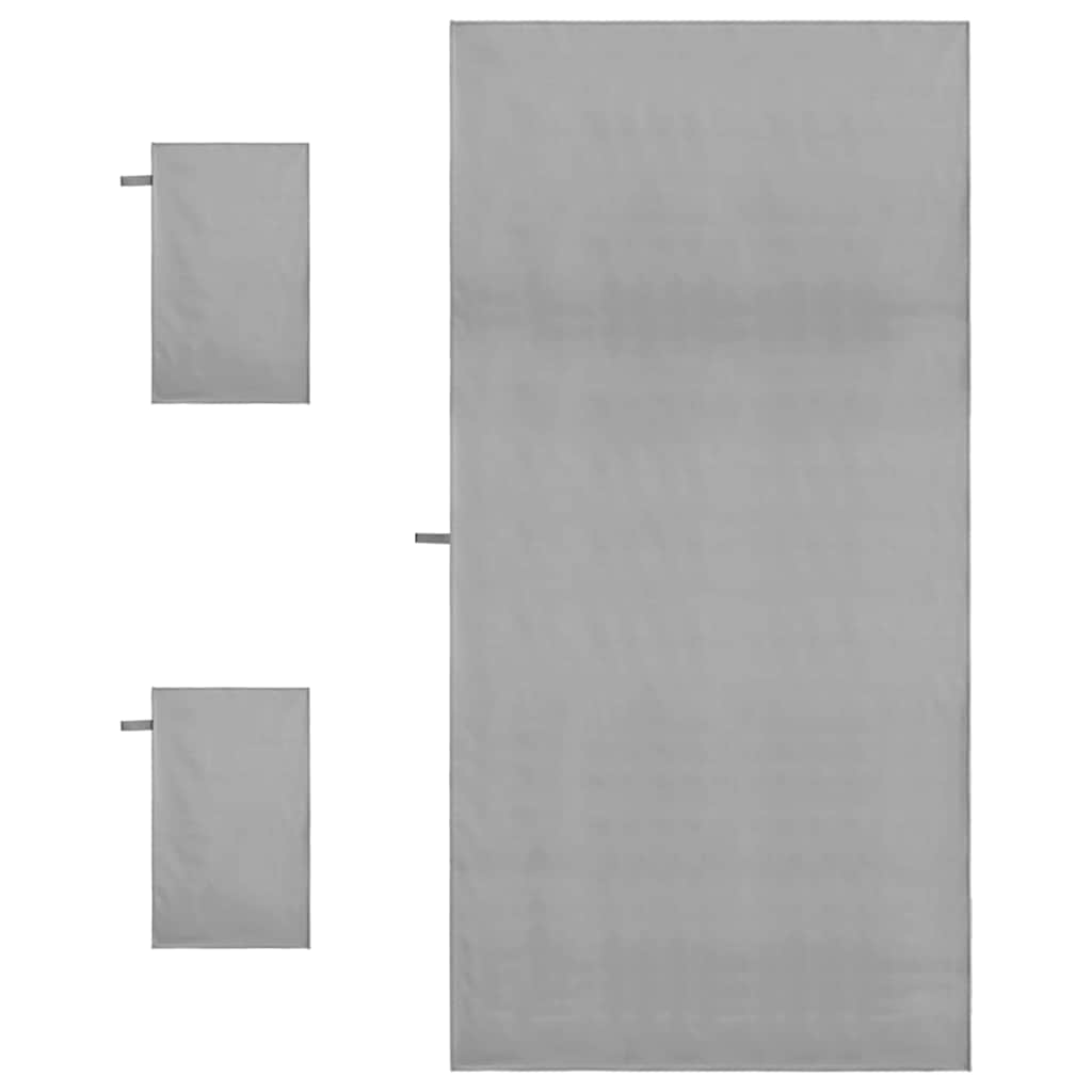 Set sportskih ručnika 3 pcs Tamno siva Polyester i Polyamid