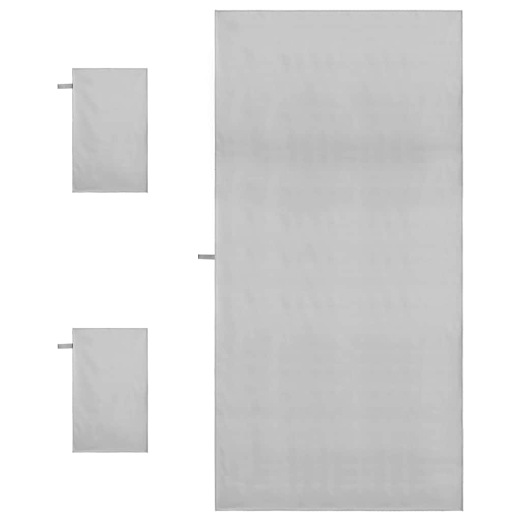 Set sportskih ručnika 3 pcs Siva Polyester i Polyamid