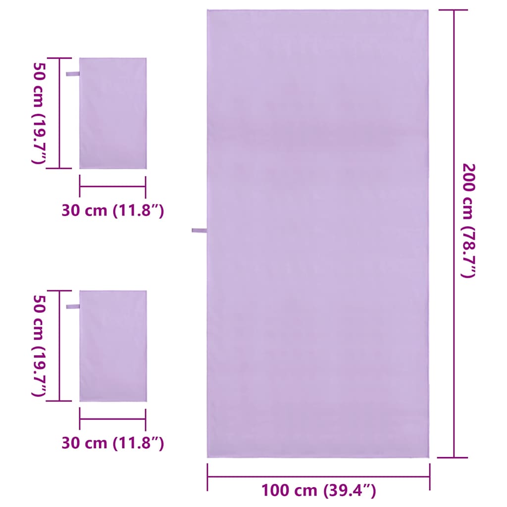 Set sportskih ručnika 3 pcs Ljubičasta Polyester i Polyamid